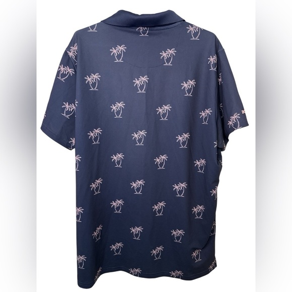 Bonobos Polo Shirt XLarge Blue Palm Trees All Over Print Golf Performance NWOT - Picture 2 of 5